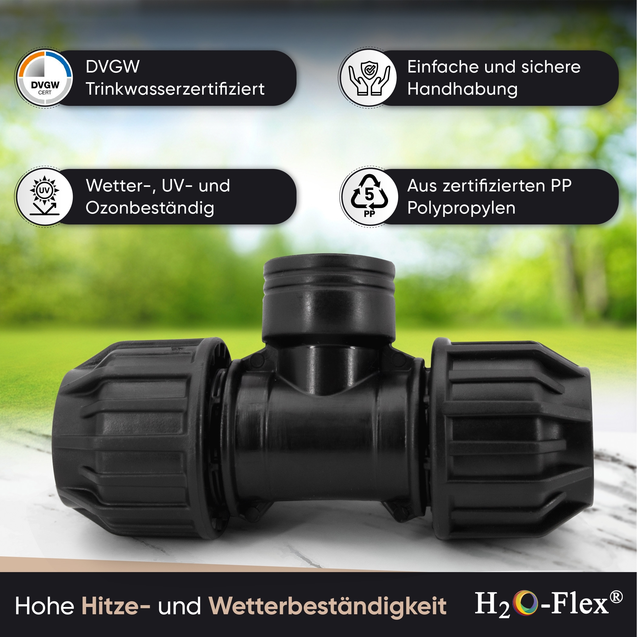 32er PP Klemmfitting T-Stück mit 1" Innengewinde für PE Rohr – Bild 4