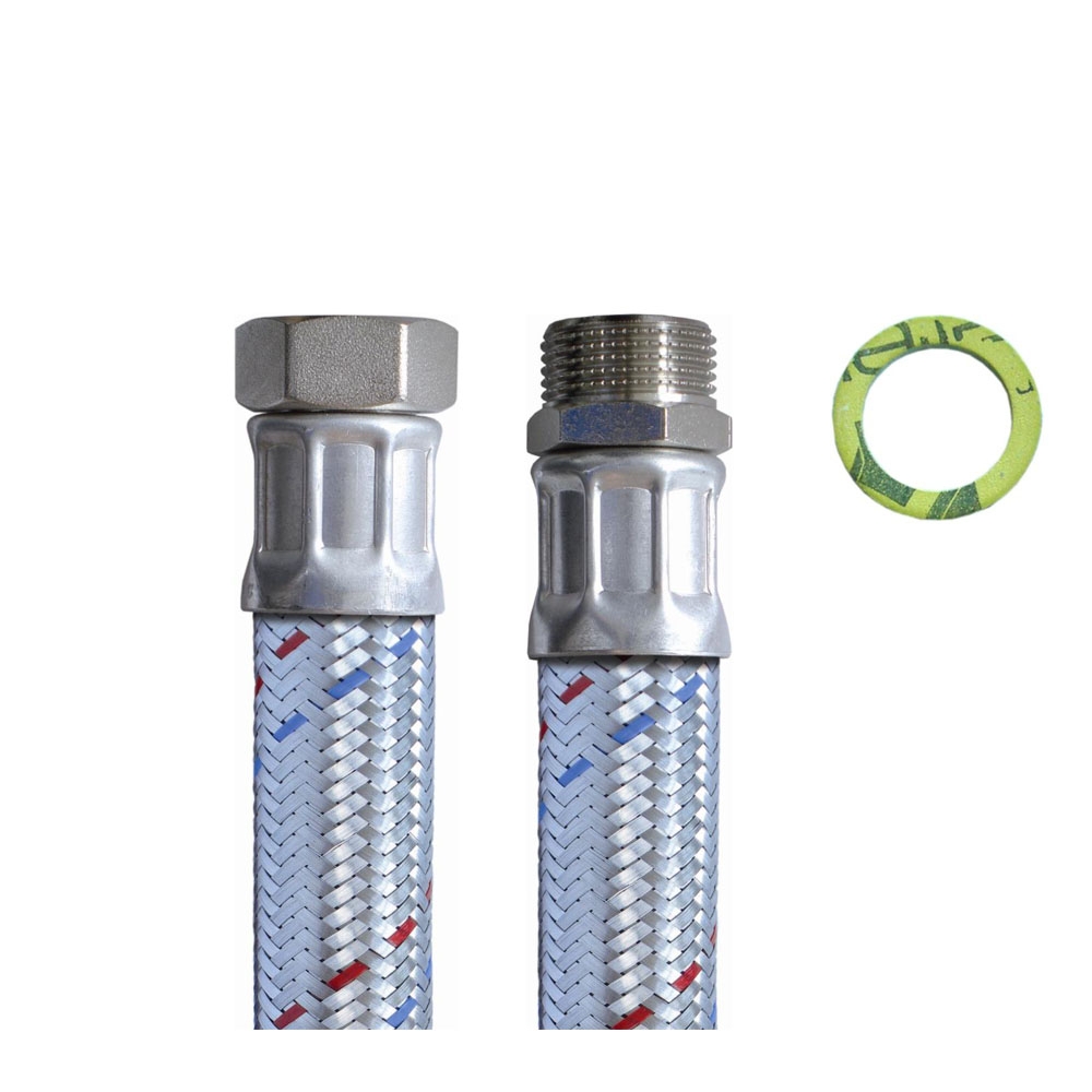 Panzerschlauch DN25, Geflecht verzinkt, Inliner EPDM, PN10, 1"ÜM x 1"AG, -20 bis 90°C, 700mm – Bild 4