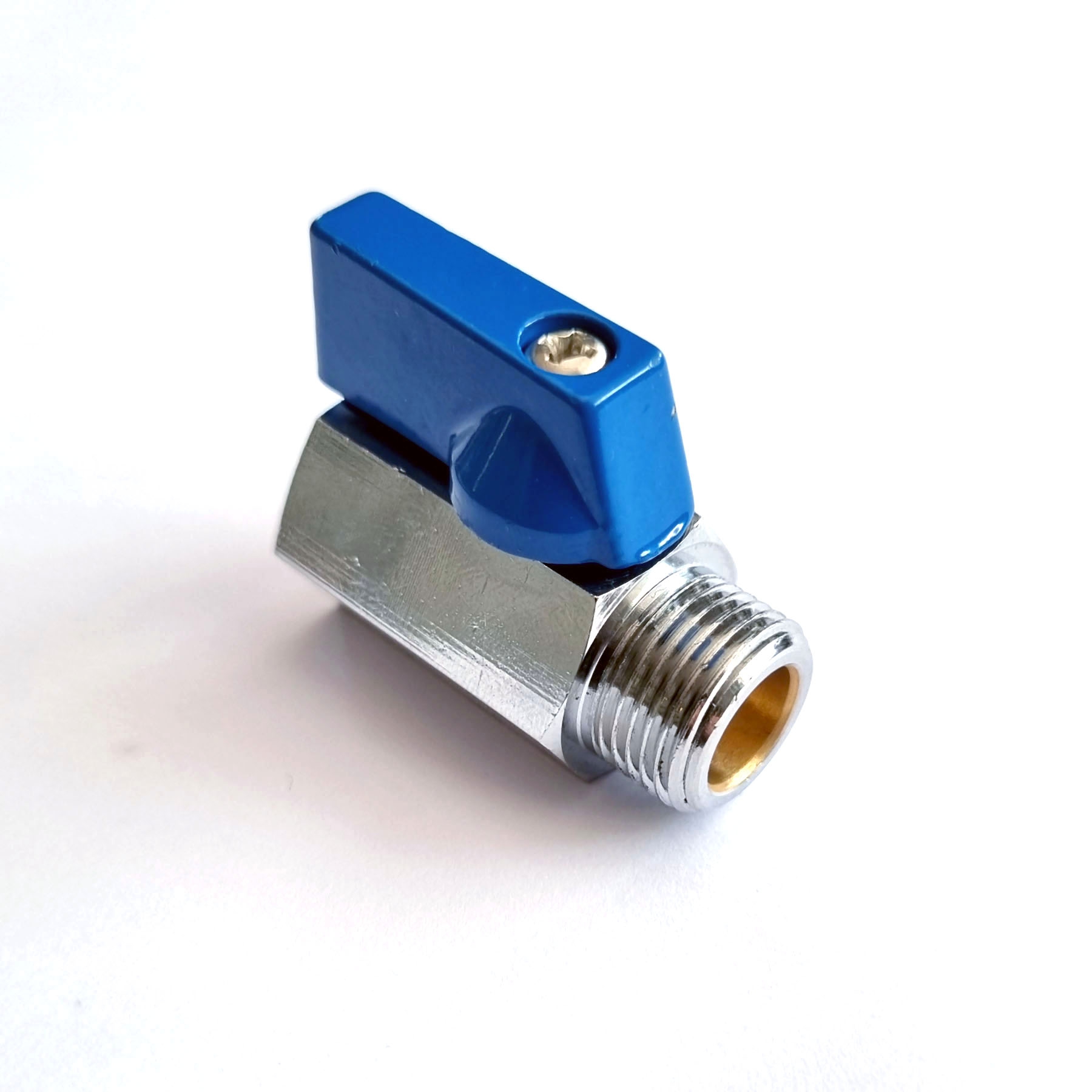 Mini-Kugelhahn flachdichtend, Absperrventil Messing, Anschluss IG auf AG, 1/8" 1/4" 3/8" 1/2" 3/4"