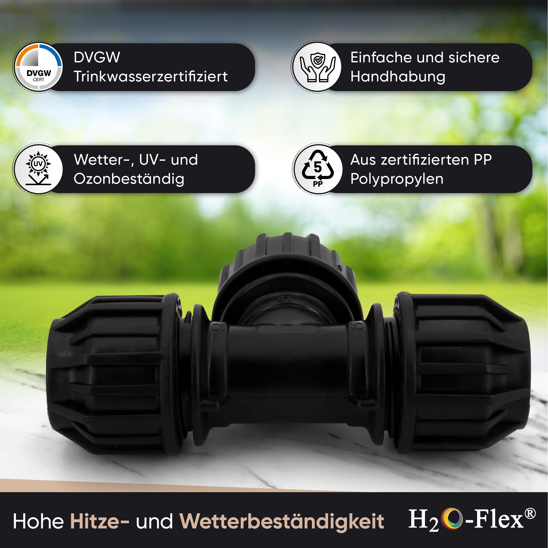 20er PP Klemmfitting T-Stück für PE Rohr – Bild 4