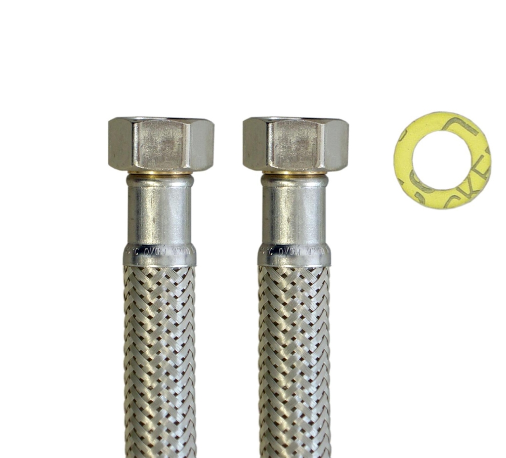 Panzerschlauch DN13 für Trinkwasser DVGW, VA Geflecht, 1/2"ÜM x 1/2"ÜM, -15 - 70°C, PN10, 3000mm – Bild 4