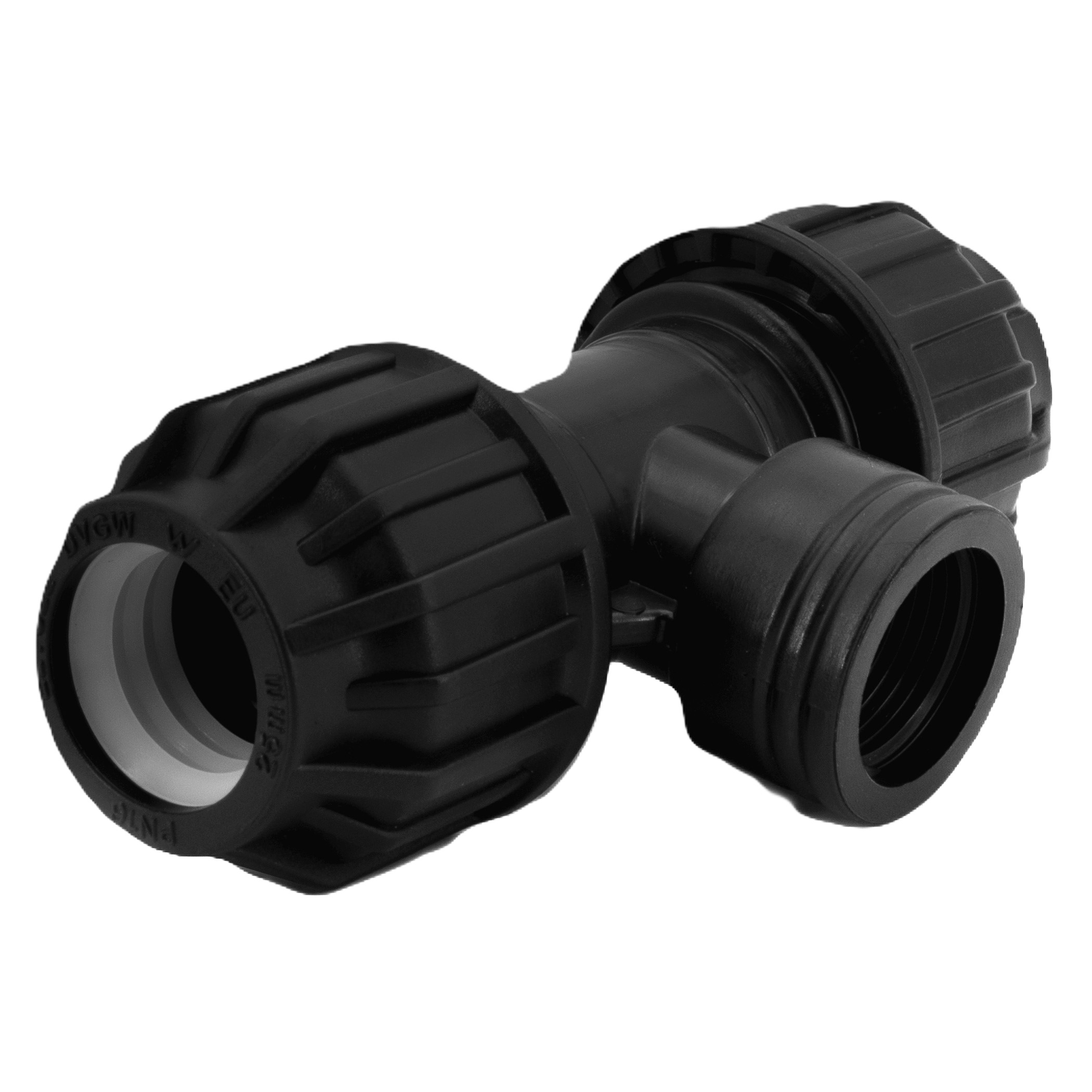 25er PP Klemmfitting T-Stück mit 1/2" Innengewinde für PE Rohr – Bild 1