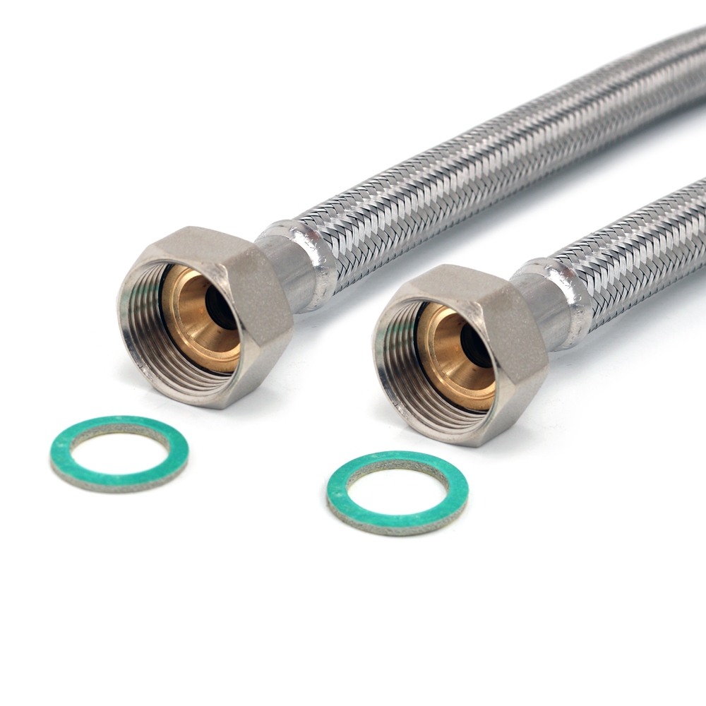 Flexschlauch 3/4"ÜM x 3/4"ÜM, hoch flexibler Panzerschlauch mit Trinkwasserzulassung