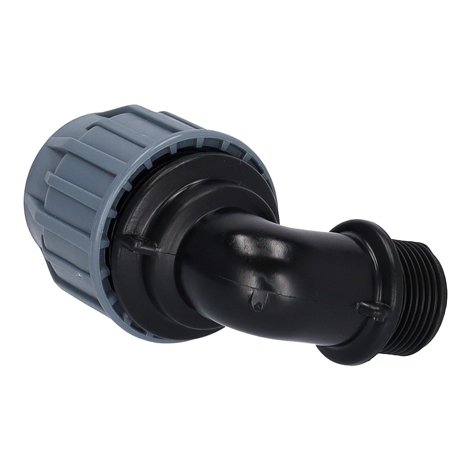 25er PP Klemmfitting Bogen / 90° Winkel mit 1/2" Außengewinde für PE Rohr – Bild 2