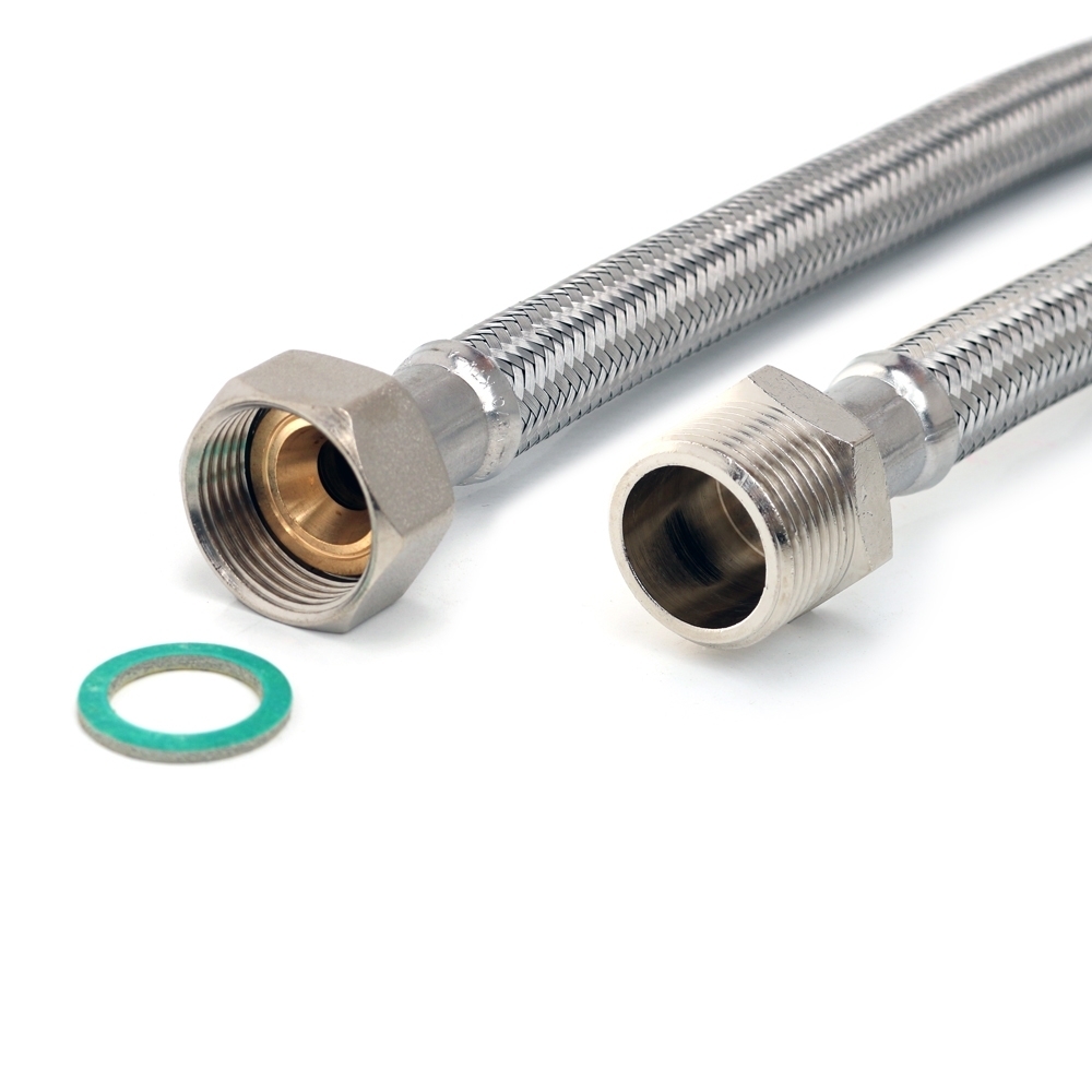 Panzerschlauch DN13 für Trinkwasser, 3/4"ÜM x 3/4"AG, PN10, -15 - 70°C, DVGW (W543), 1000mm – Bild 2