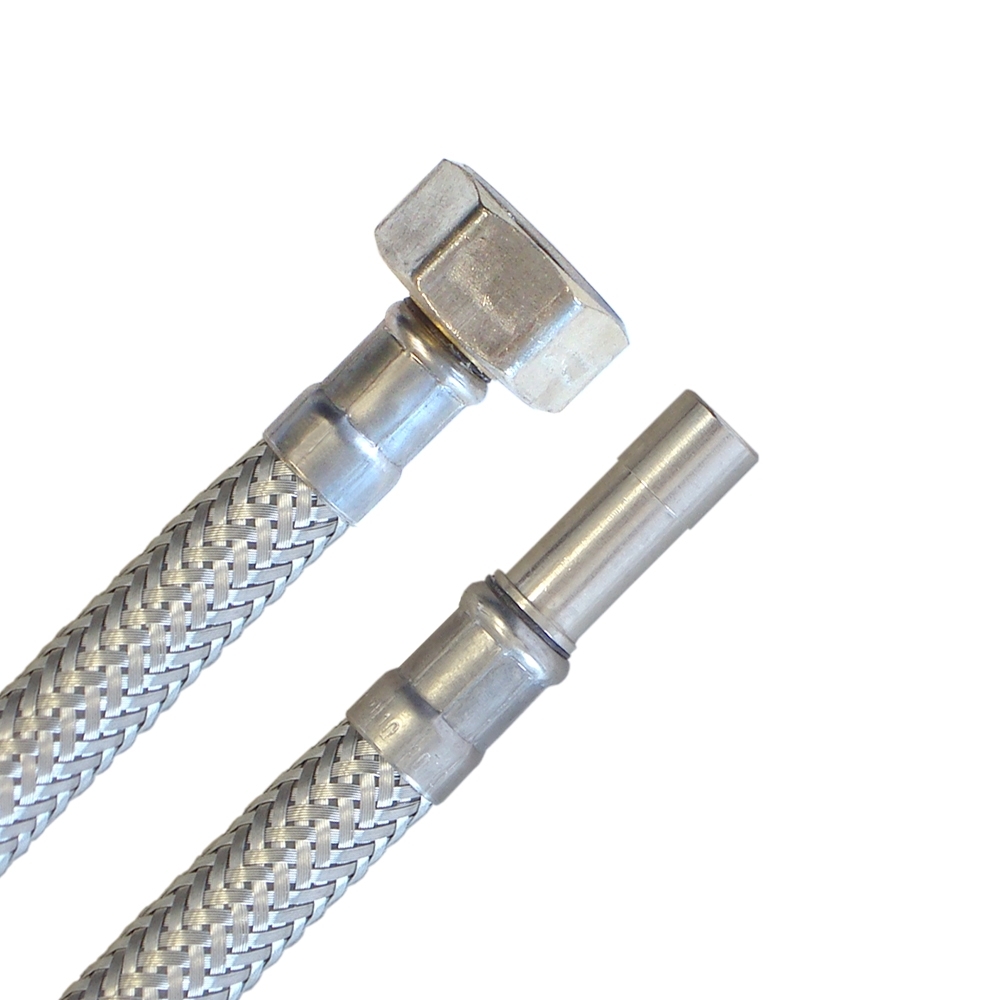 Panzerschlauch 1/2"ÜM x 10mm Rohr, Flexschlauch für Sanitär mit Trinkwasserzulassung