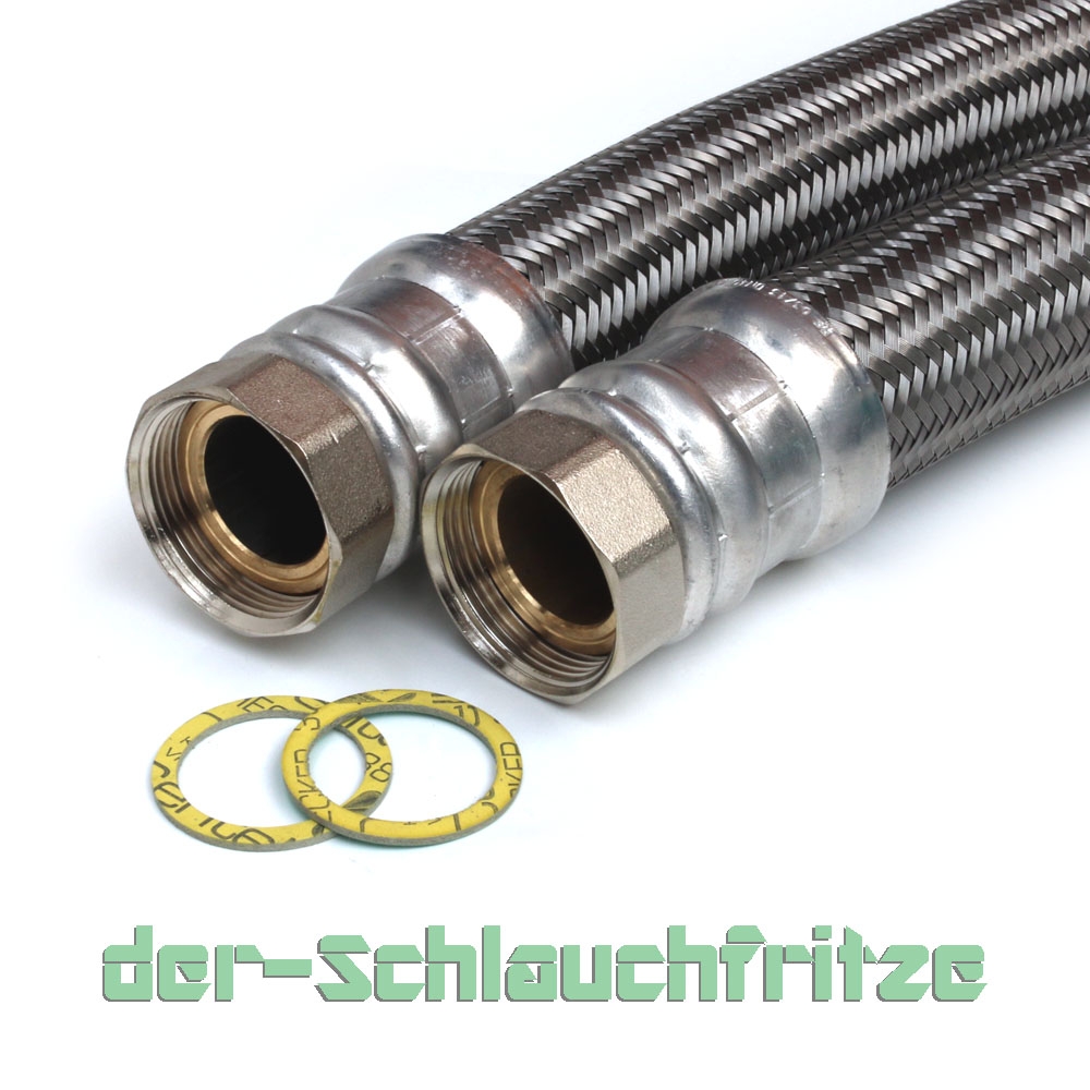 Panzerschlauch DN40, Umflechtung VA, Seele EPDM, bds. 1 1/2"ÜM, -20 bis 90°C, PN6