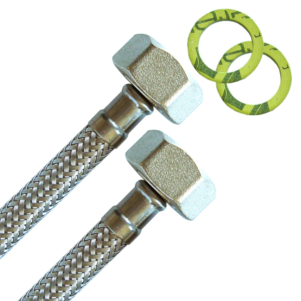 DN08 Panzerschlauch 3/4"ÜM x 3/4"ÜM für Trinkwasser, Geflecht VA, Seele HDPE, PN10, -15bis 70°C – Bild 1