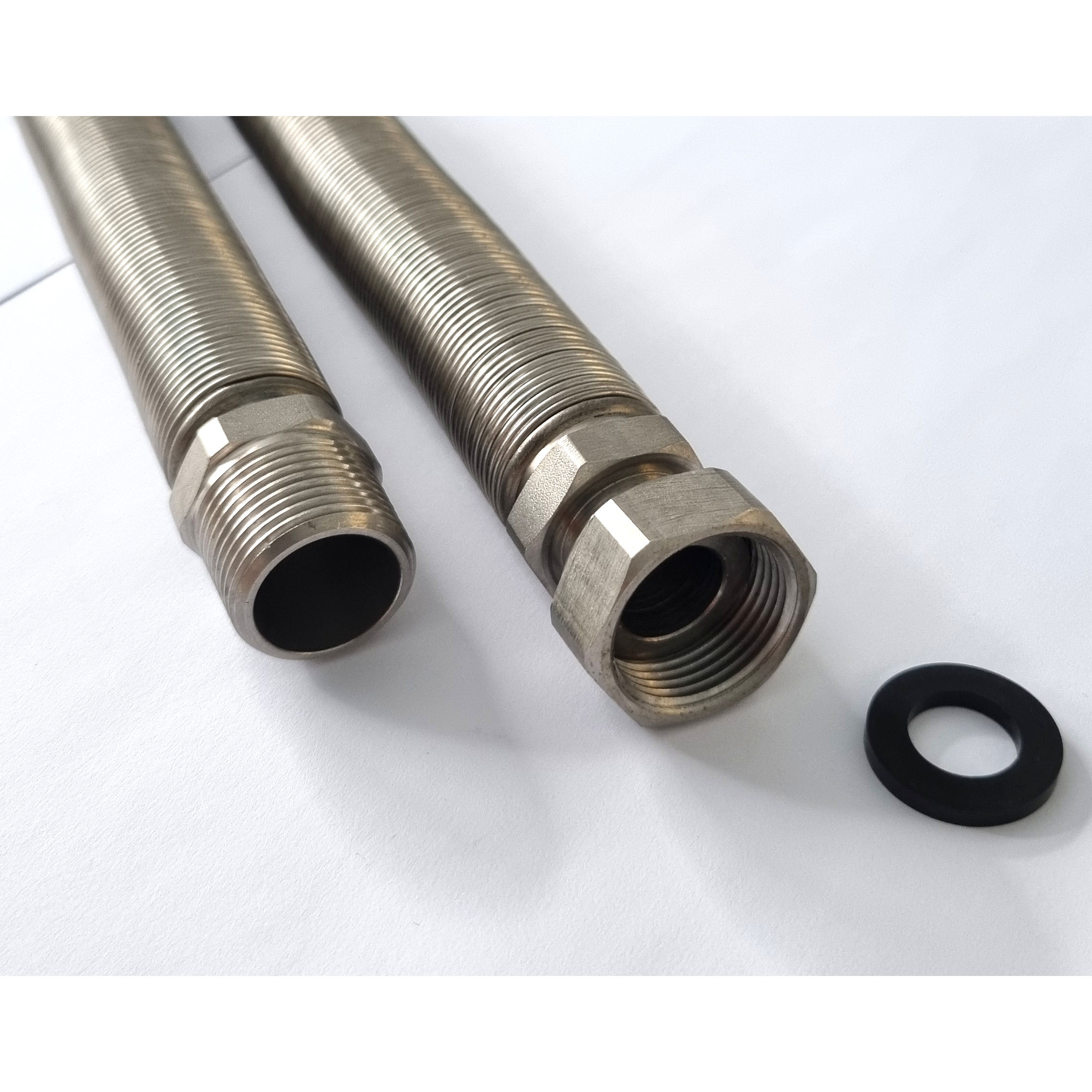 Edelstahlwellrohr DN25 ausziehbar 1"ÜM x 1"AG von 75mm - 130mm – Bild 2