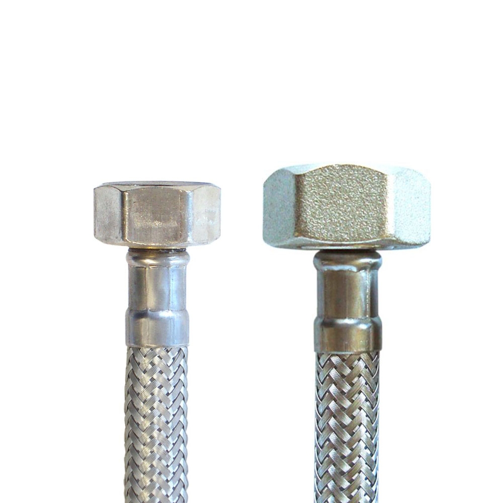 Panzerschlauch DN08, 1/2"ÜM x 3/4"ÜM Trinkwasser DVGW, PN10, Geflecht VA, Seele HD-PE, 500mm – Bild 4