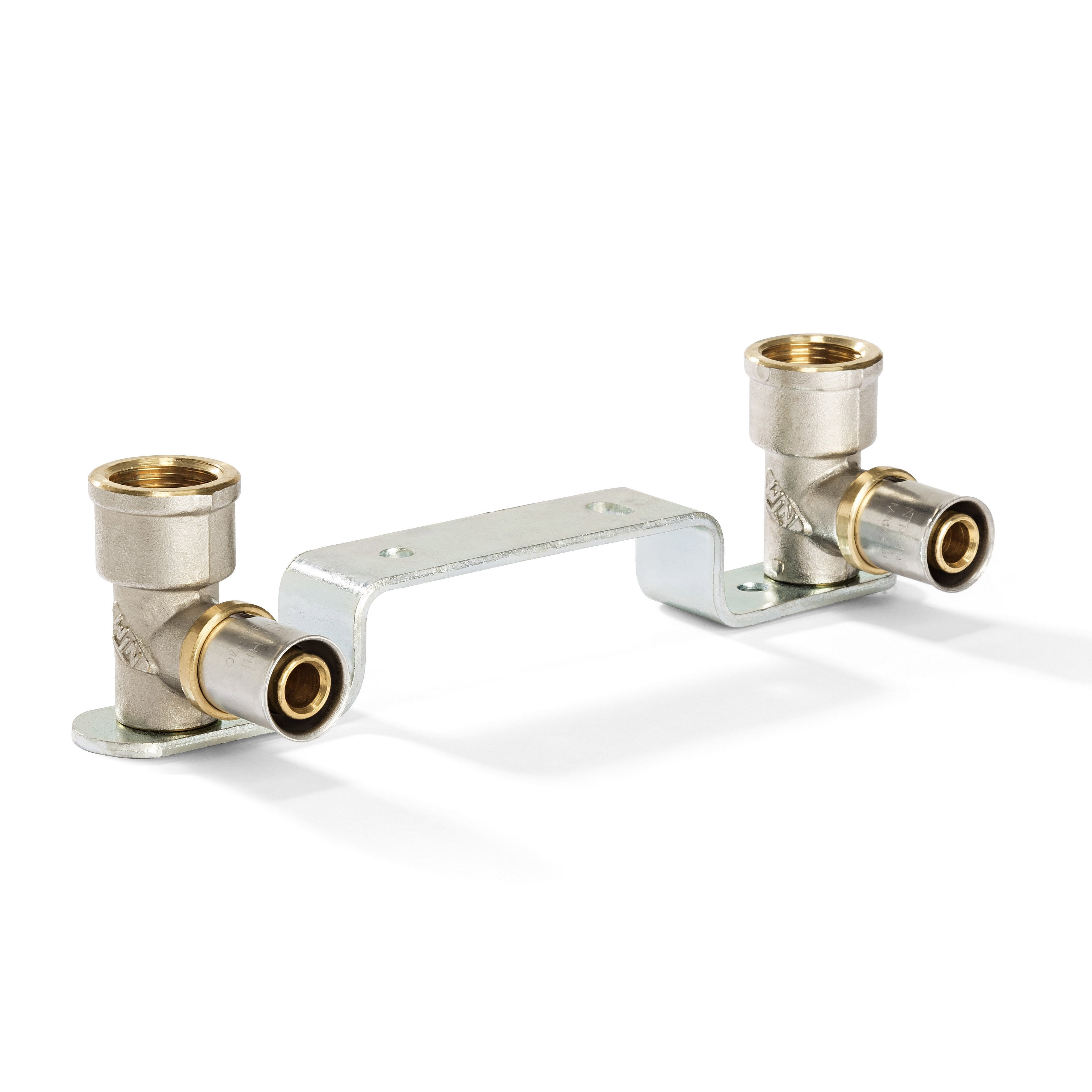 H2O-Flex® 20er Pressfitting - 1/2" IG mit 2 x verdrehbaren Wandwinkel auf Montageplatte 20 x 2,0mm