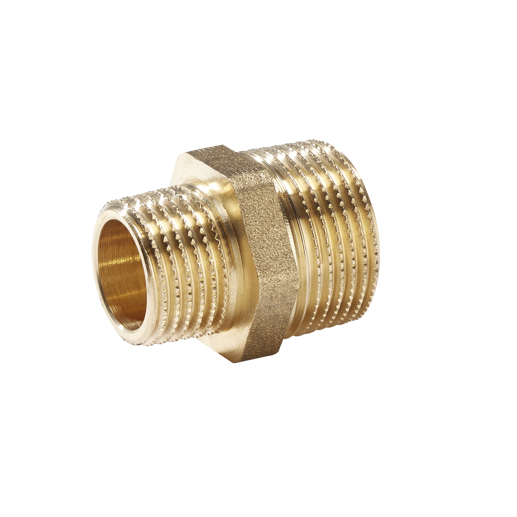 Gewindefitting, Messing Fitting, 1/2“ x 3/8“ Doppelnippel reduziert
