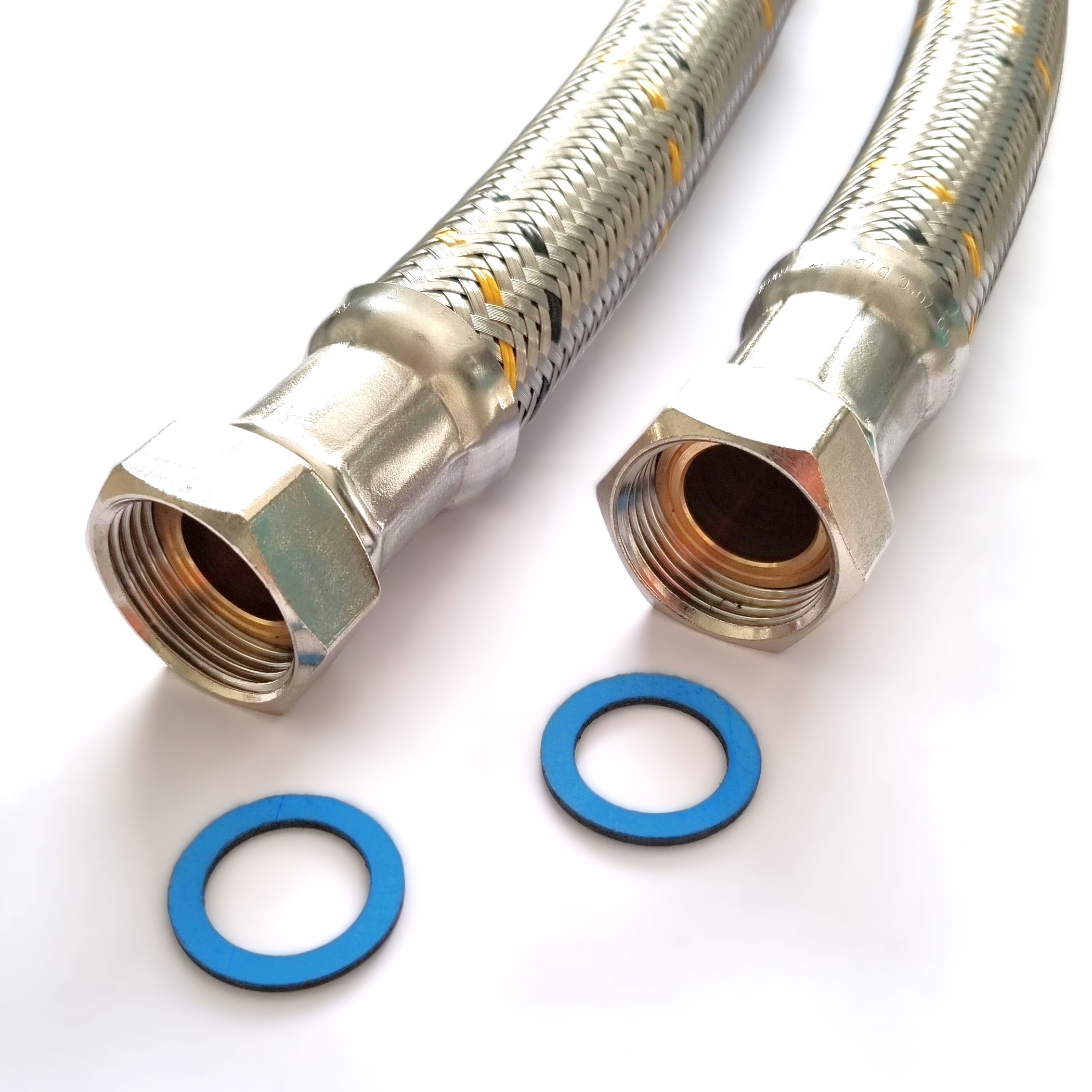 Saug-/Druckschlauch DN32, Geflecht VA, Seele HDPE, 1 1/4"ÜM x 1 1/4"ÜM, -15 bis 80°C, PN6, 600mm