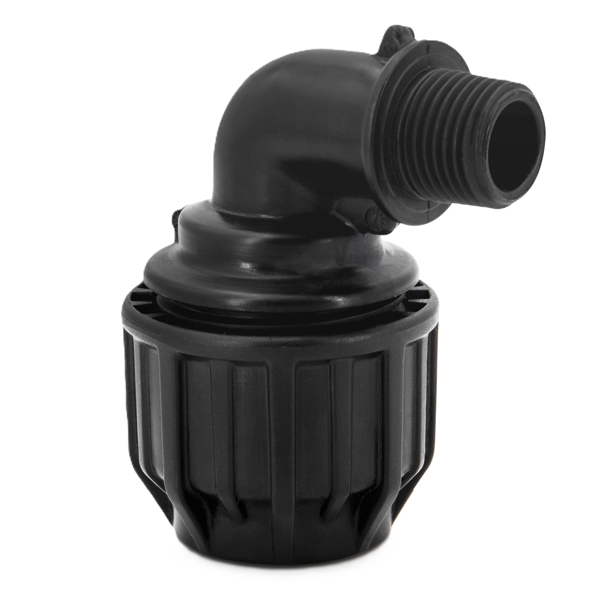 20er PP Klemmfitting Bogen / 90° Winkel mit 1/2" Außengewinde für PE Rohr – Bild 1