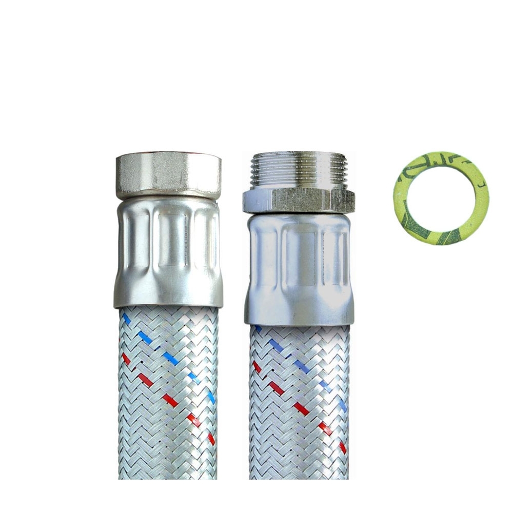 Panzerschlauch DN32 für Nutzwasser, Geflecht verzinkt, 1 1/4"ÜM x 1 1/4"AG, PN10, -20 bis 90°C – Bild 3