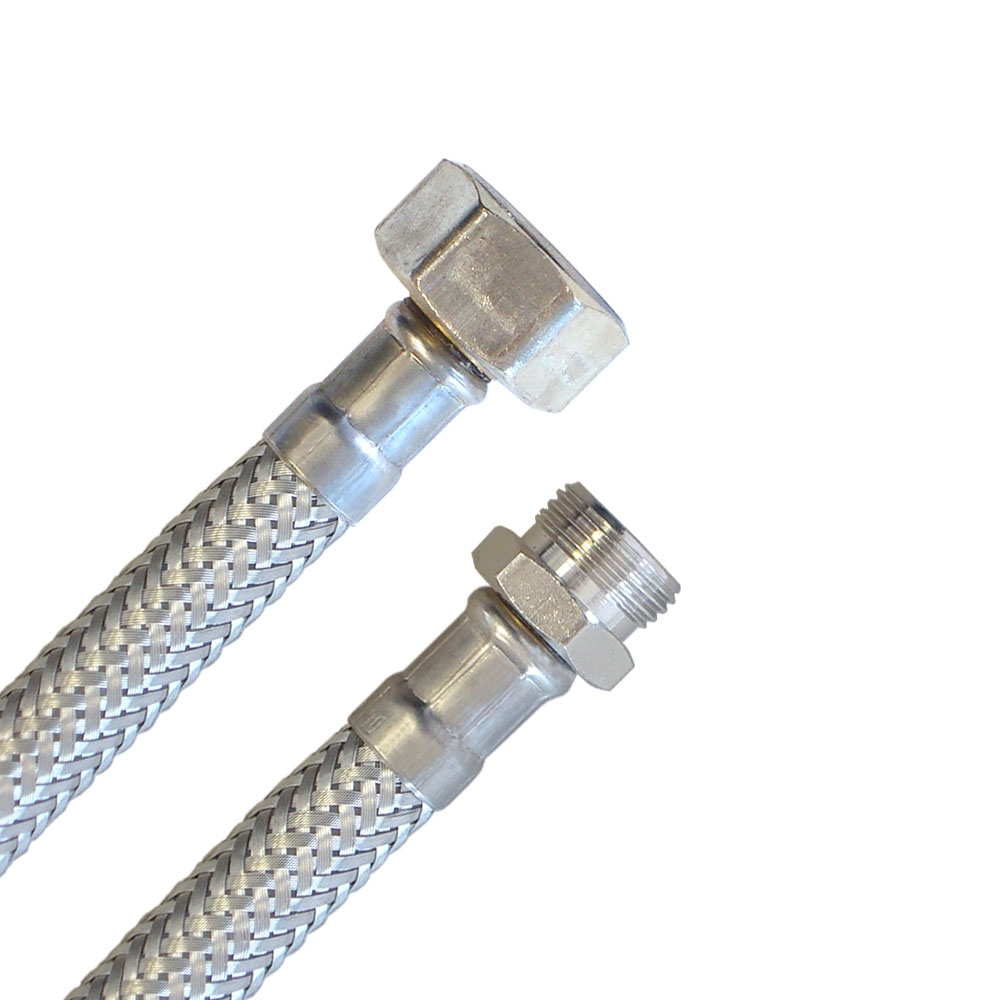 Panzerschlauch 1/2"ÜM x 3/8"AG, Flexschlauch in DN8 mit Trinkwasserzulassung