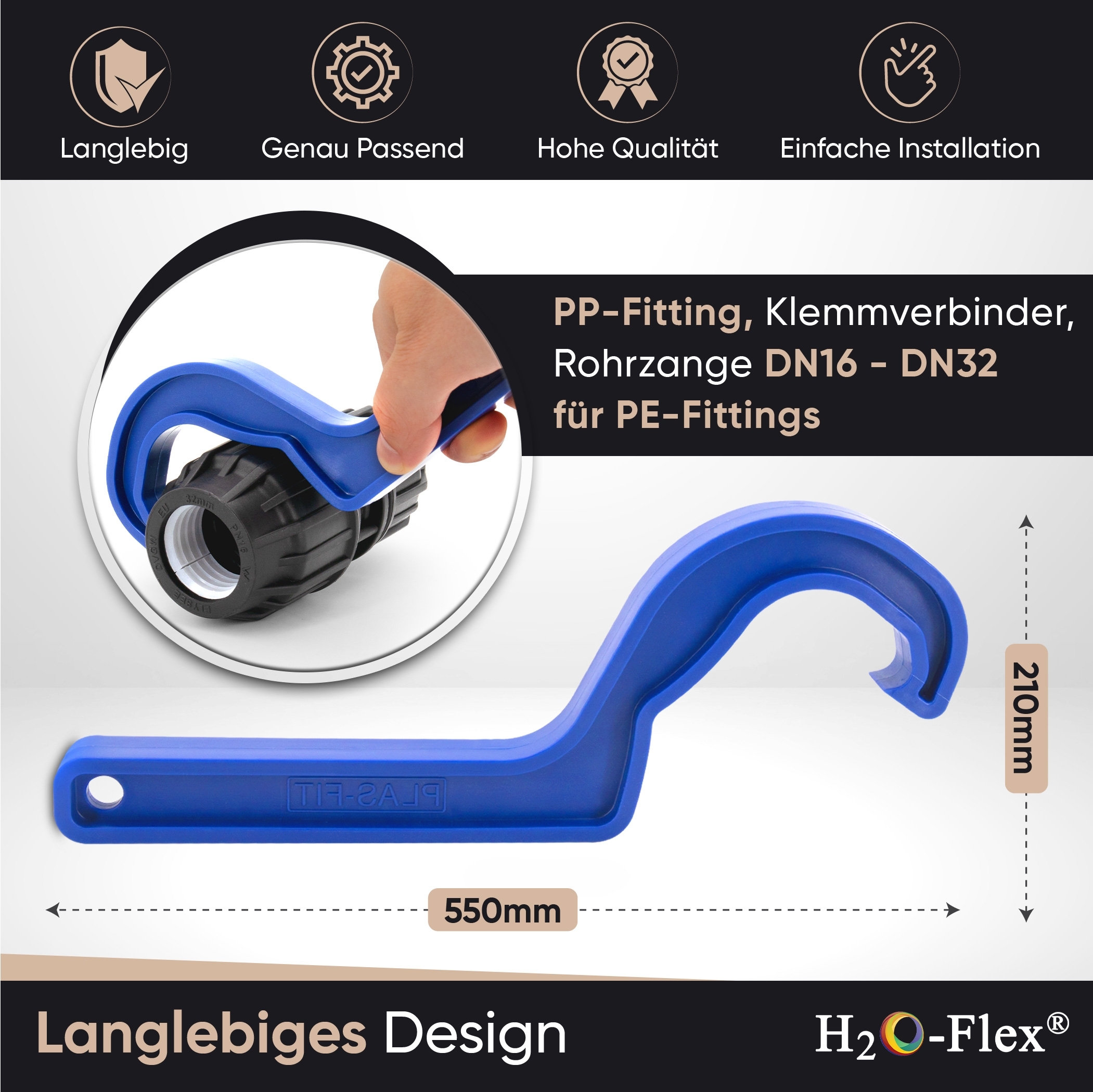 Rohrschlüssel DN16 - DN32 für PE-Fittinge | Jetzt kaufen bei der-schlauchfritze.de