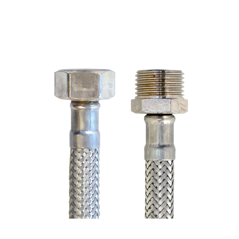 Flexschlauch 1/2"ÜM x 1/2"AG, Panzerschlauch DN8 für Sanitär mit Trinkwasserzulassung – Bild 4