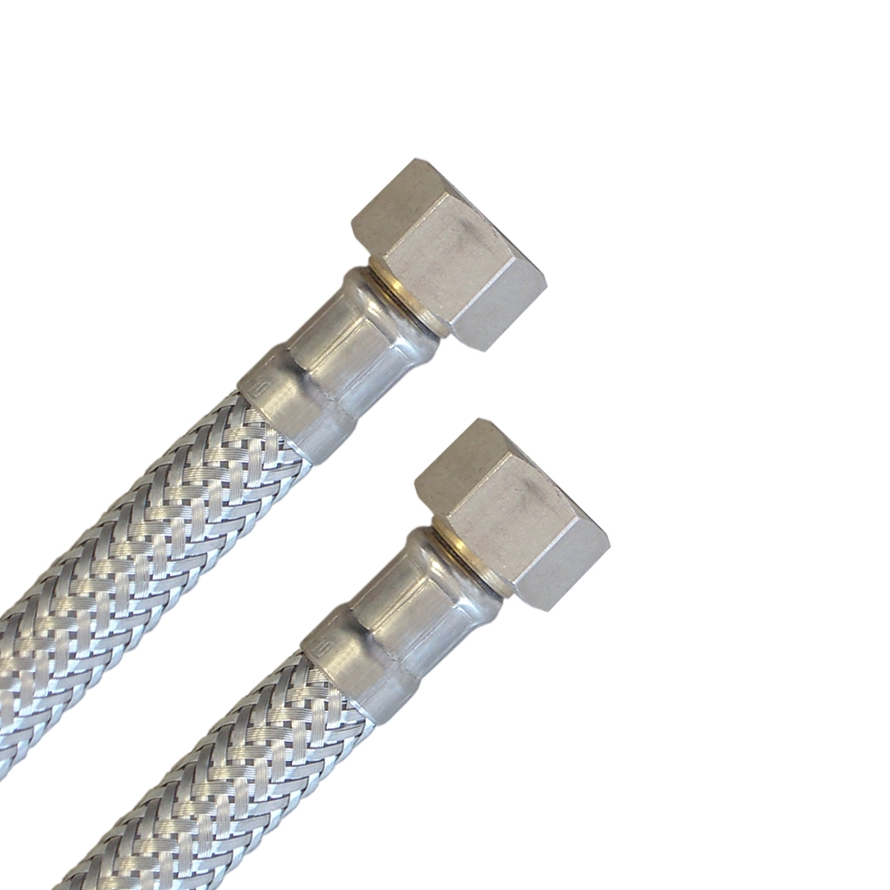 hochflexibler Panzerschlauch 3/8"ÜM x 3/8"ÜM, Flexschlauch DN8 für Sanitär mit Trinkwasserzulassung