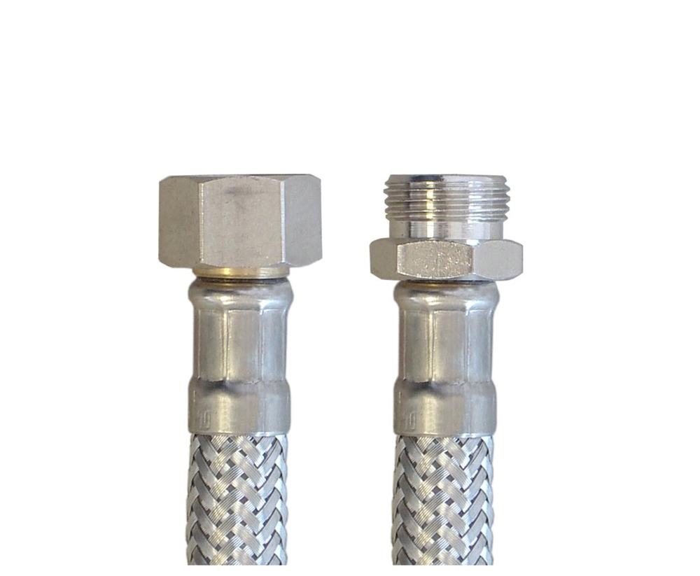 Panzerschlauch DN08, 3/8"ÜM x 3/8"AG, Seele HD-PE, DVGW, KTW A, W270, PN10, -15 bis 70°C, 100mm – Bild 4