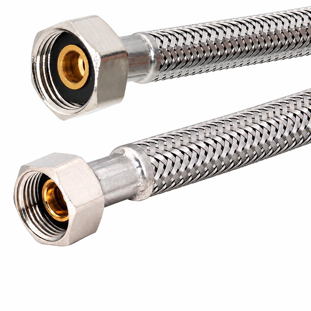 Flexschlauch 3/8"ÜM x 1/2"ÜM für Trinkwasser, DN08, Inliner HDPE, PN10, -15 bis 70°C, 20cm – Bild 1