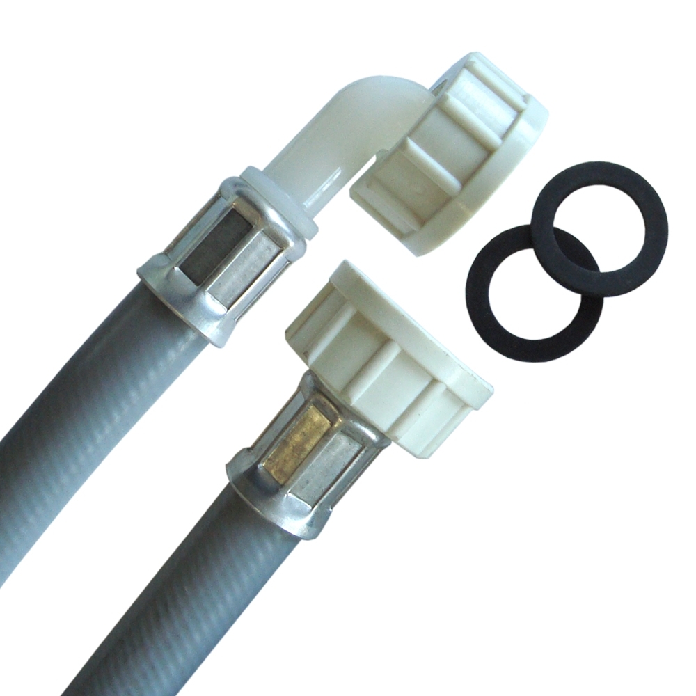 Waschmaschinenschlauch (3/4"ÜM x 3/4"ÜM mit Bogen), Zulaufschlauch auch für Geschirrspüler – Bild 1