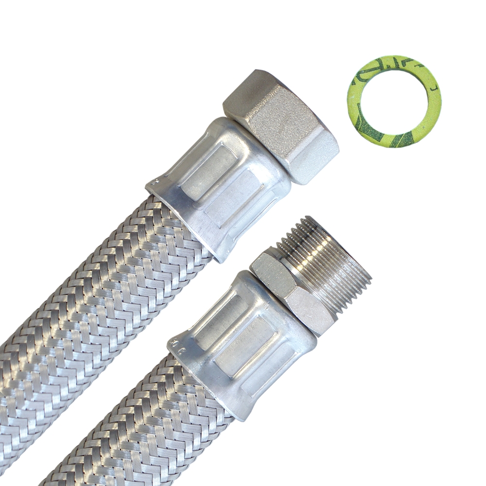 Panzerschlauch DN19, Geflecht VA, 3/4"ÜM x 3/4"AG, Seele EPDM, (DIN228), -20 - 90°C, PN10 – Bild 2