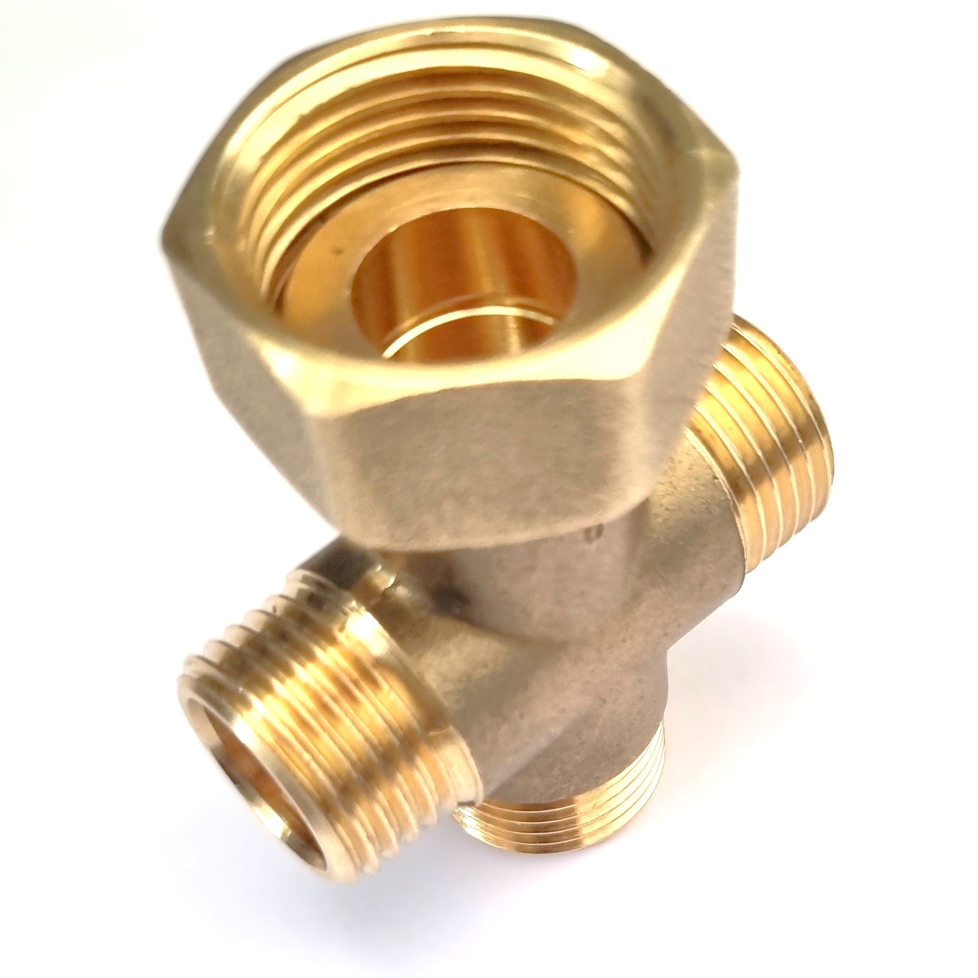 3-fach Wasserverteiler mit 3/4"ÜM inkl. Dichtung und 3 x 1/2" Abgänge mit AG – Bild 3