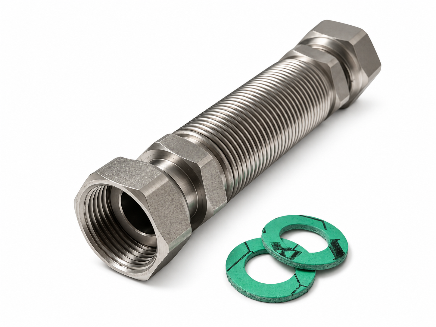 Edelstahlwellrohr DN20 ausziehbar 3/4"ÜM x 3/4"ÜM von 110mm - 210mm