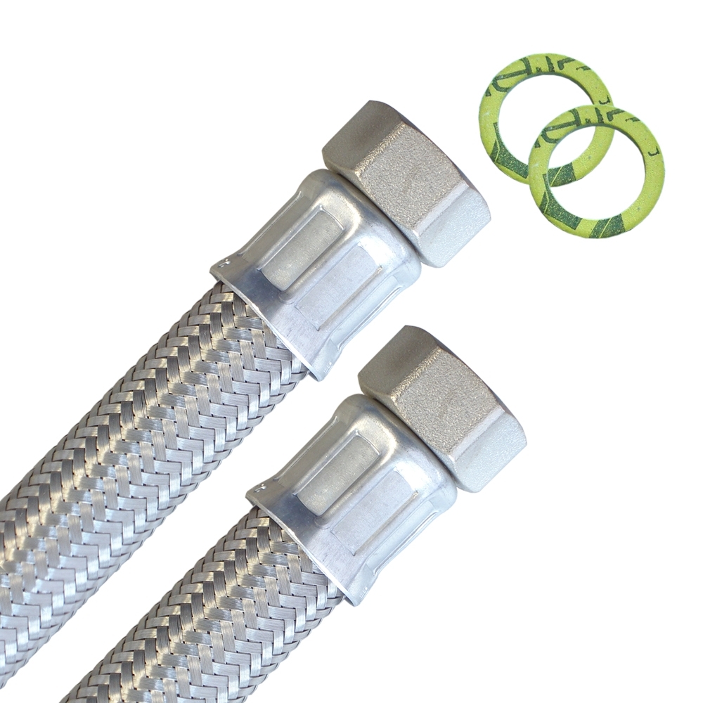 Panzerschlauch DN19, Geflecht VA, 3/4"ÜM x 3/4"ÜM, Seele EPDM, (DIN228), -20 - 90°C, PN10, 3500mm
