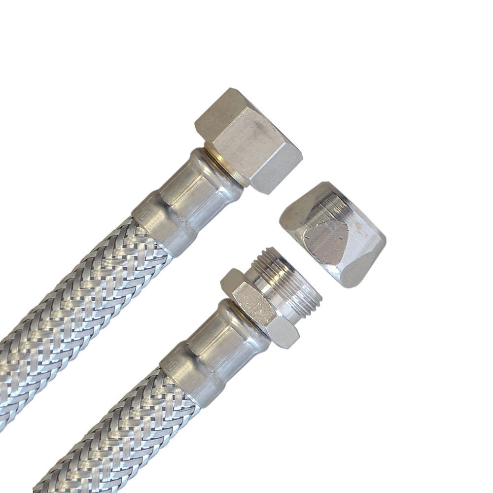 Panzerschlauch 3/8"ÜM x 10mm Quetsch, Flexschlauch für Sanitär mit Trinkwasserzulassung