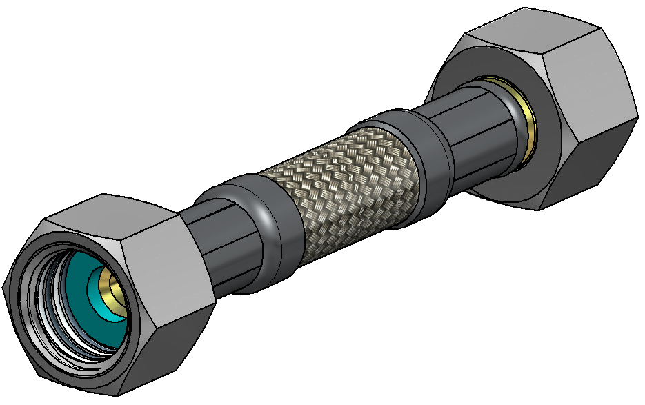 DN06 Panzerschlauch für Trinkwasser 1/4"ÜM x 1/4"ÜM, PN10, HDPE Inliner, -15 bis 70°C, 2.000mm