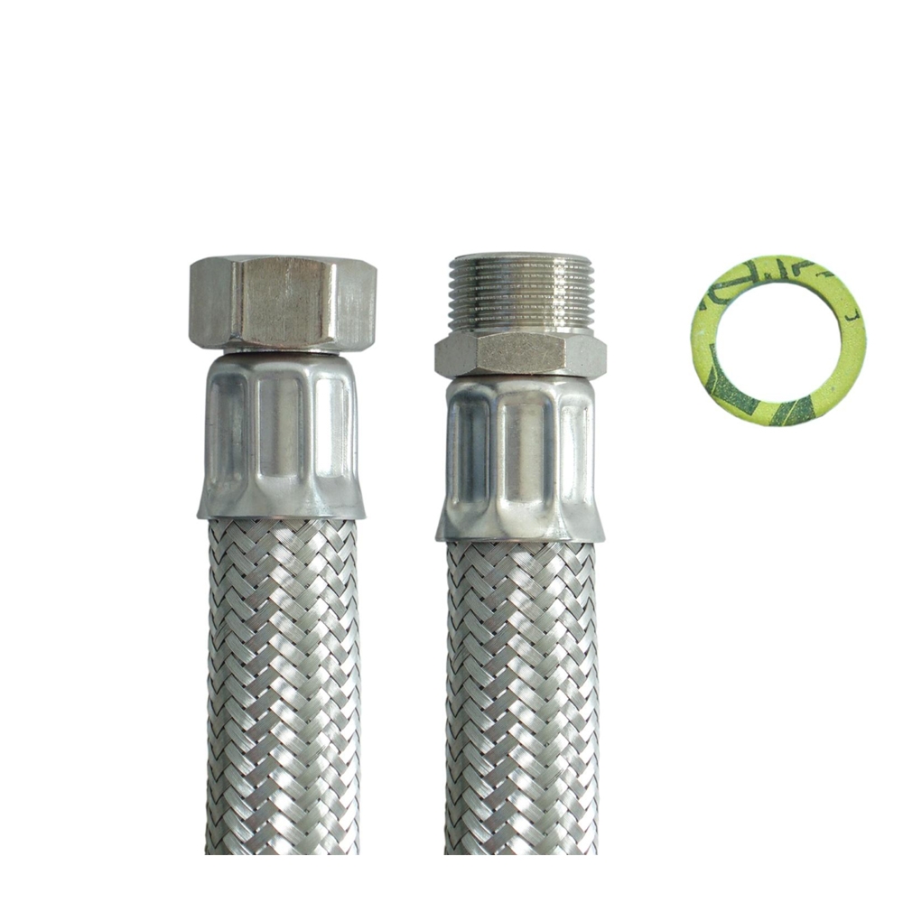 DN19 Panzerschlauch 3/4"ÜM x 3/4"AG für Trinkwasser, Geflecht VA, Seele HDPE, PN10, -15 bis 70°C – Bild 4