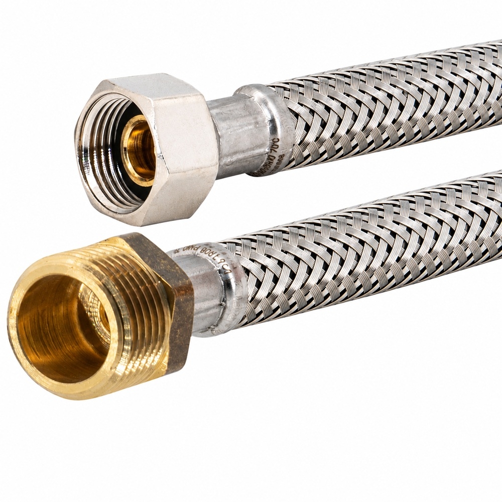 Flexschlauch 3/8"ÜM x 1/2"AG für Trinkwasser, DN08, Inliner HDPE, PN10, -15 bis 70°C, 1m – Bild 1