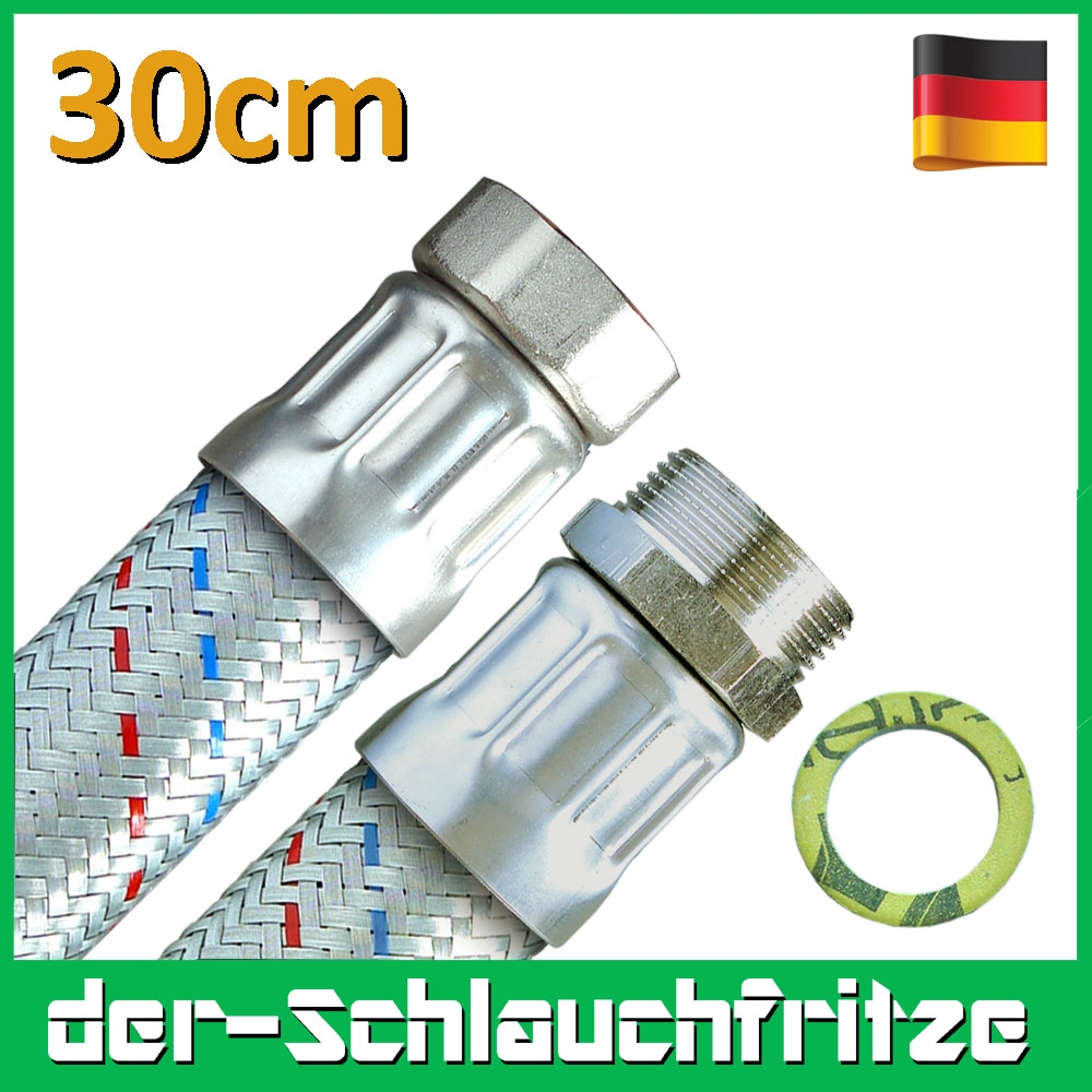 Panzerschlauch DN32, Geflecht verzinkt, PN6, 1 1/4"ÜM x 1 1/4"AG, -20 bis 90°C, 300mm – Bild 1