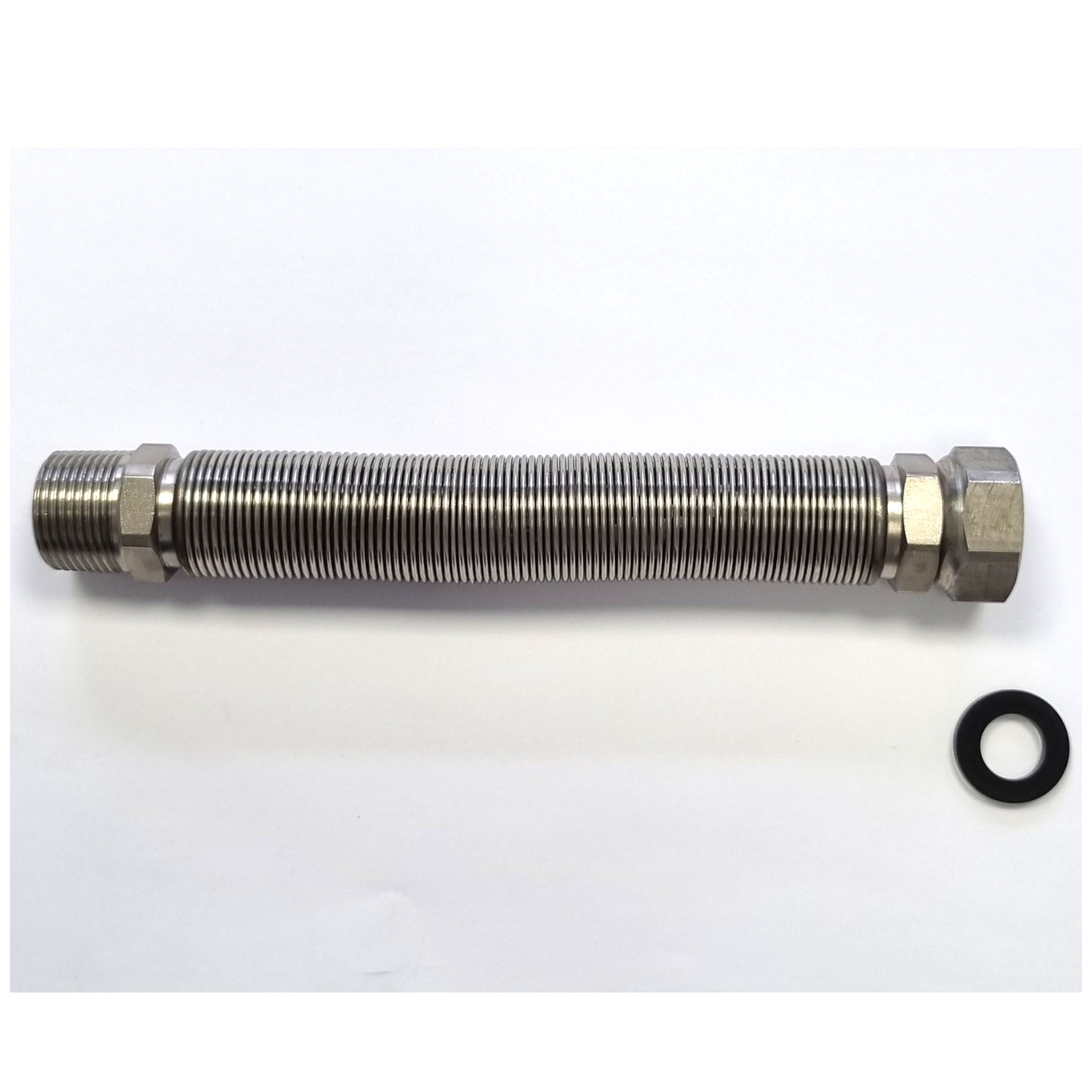 Edelstahlwellrohr DN16 ausziehbar 1/2"ÜM x 1/2"ÜM von 75mm - 130mm – Bild 1