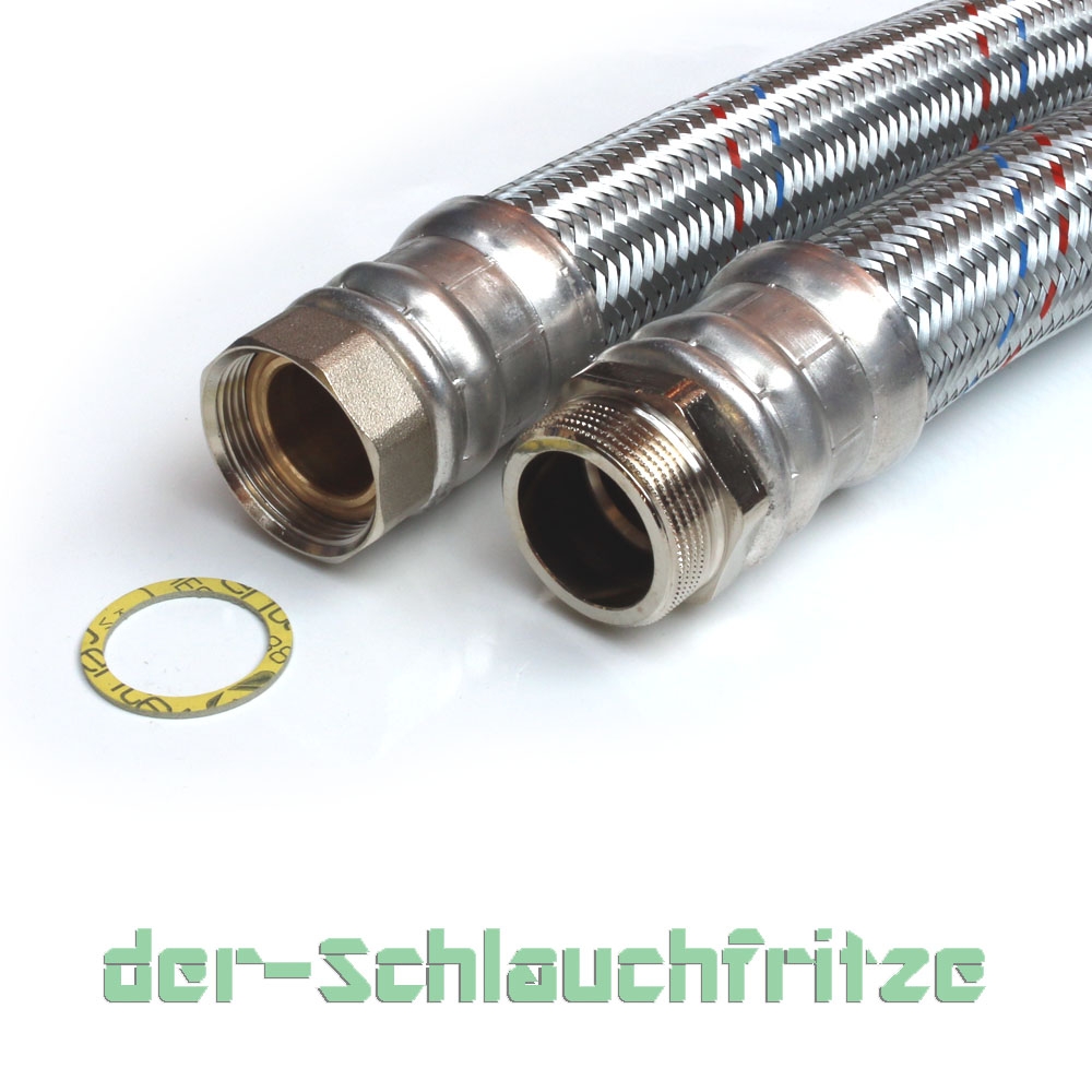 Panzerschlauch DN40, Geflecht verzinkt, Seele EPDM, 1 1/2"ÜM x 1 1/2"AG, -20 bis 90°C, PN6