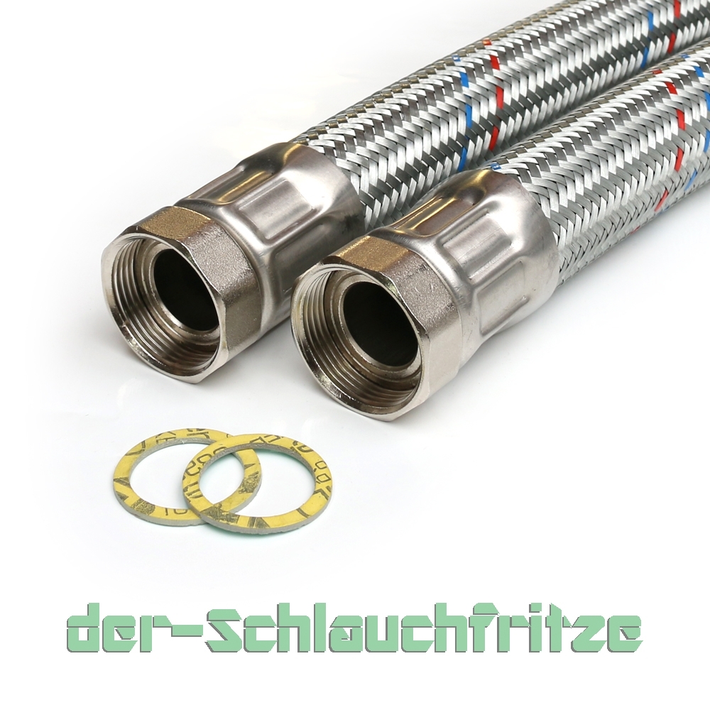 Panzerschlauch DN32 für Nutzwasser, Geflecht verzinkt, 1 1/4"ÜM x 1 1/4"ÜM, PN6, -20 bis 90°C – Bild 1