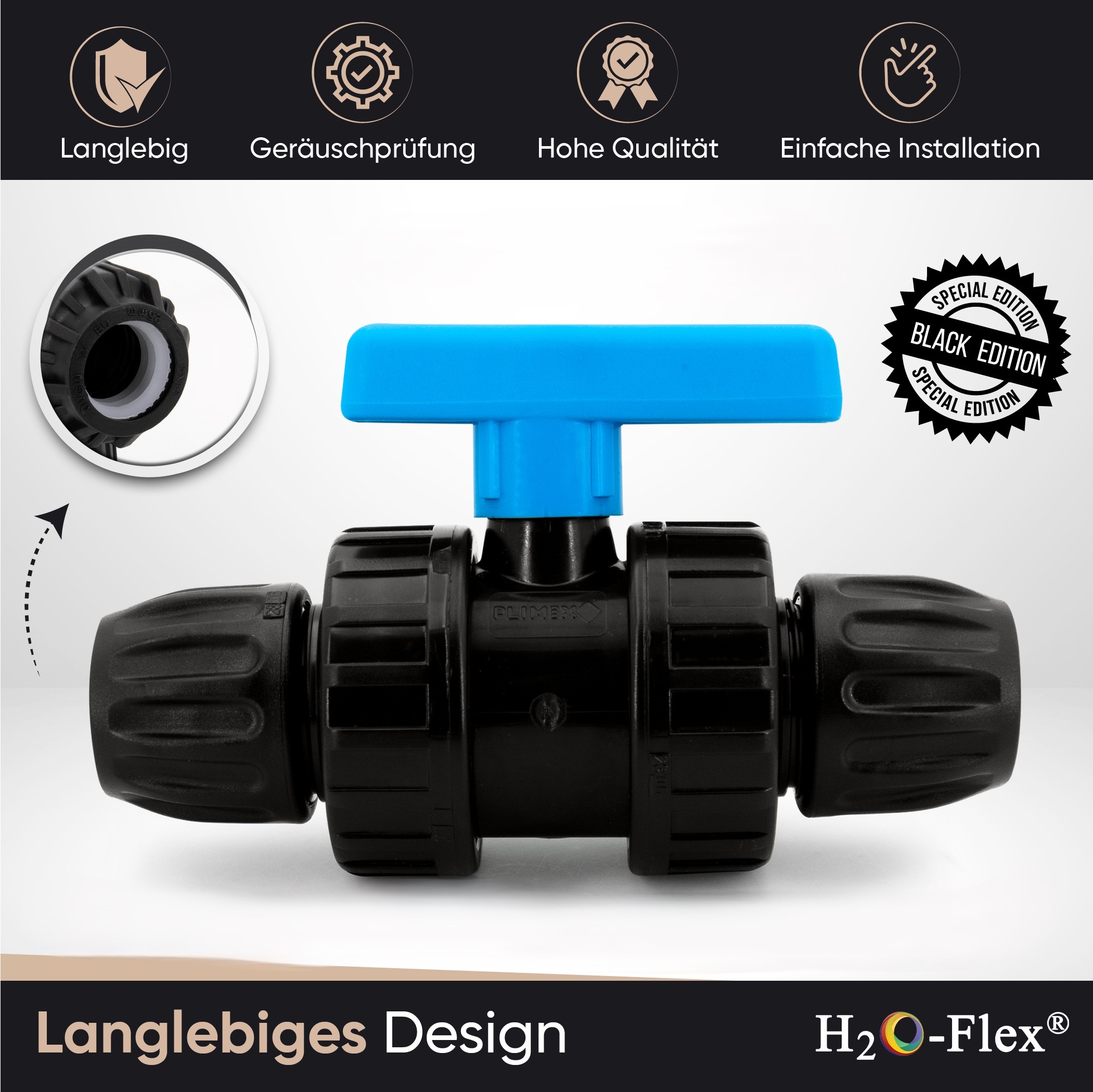 PP Klemmfitting Kugelhahn für PE Rohr