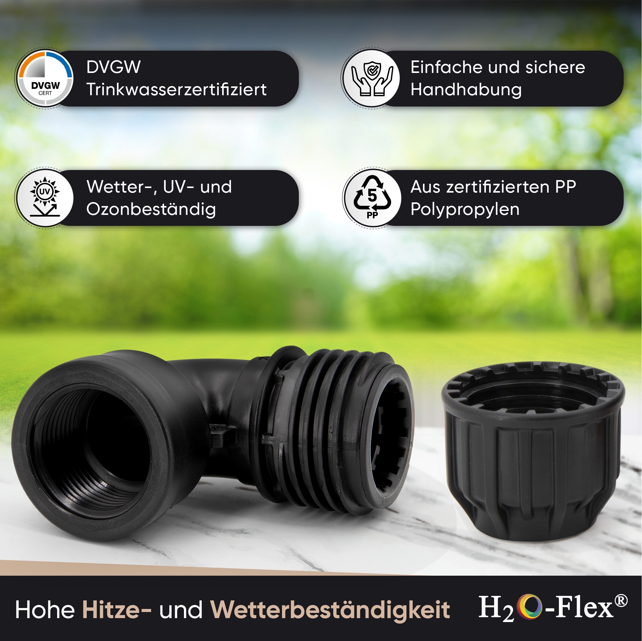 20er PP Klemmfitting Bogen / 90° Winkel mit 1/2" Innengewinde für PE Rohr – Bild 4