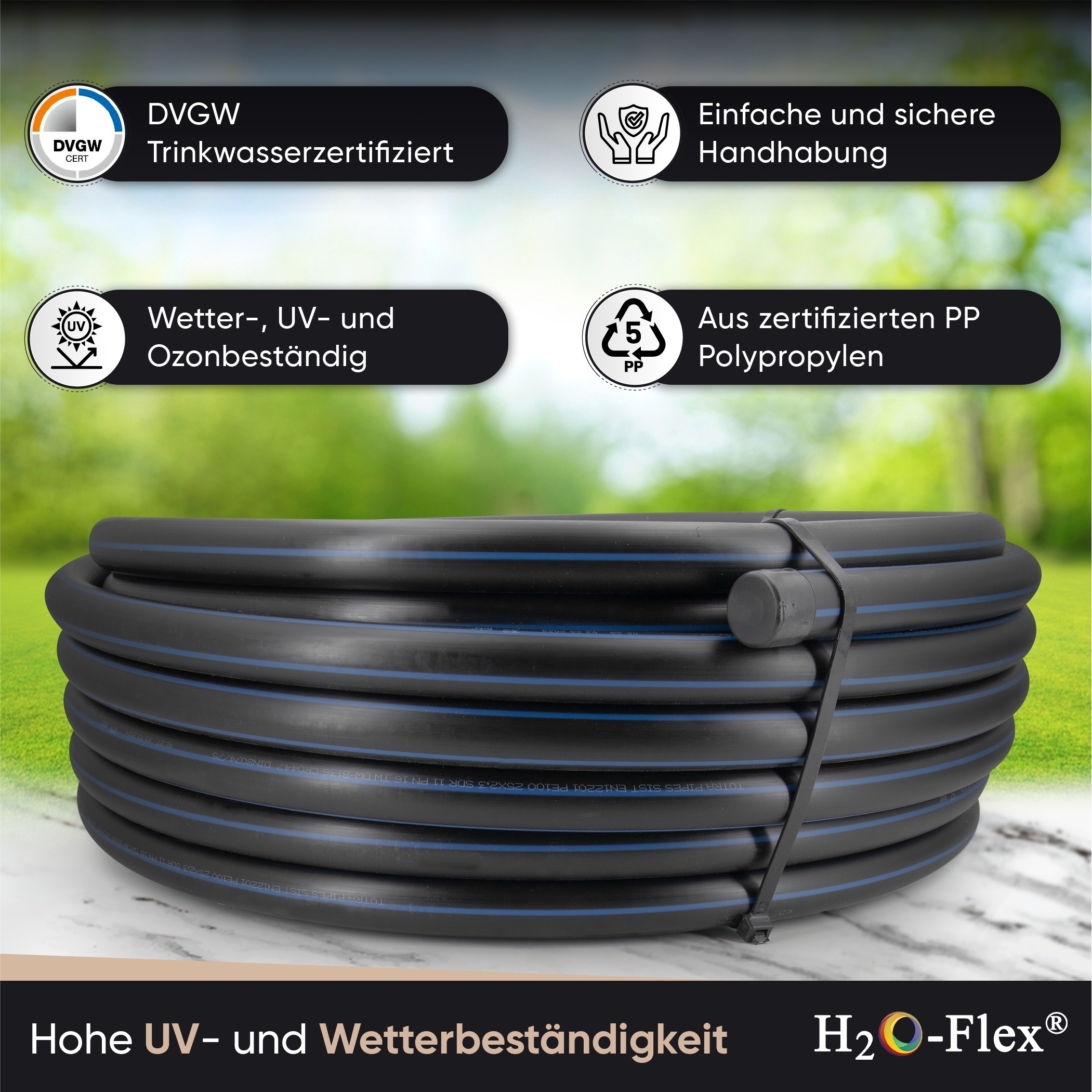 25 x 2,3 PE100 HD-Rohr 12,5m HDPE PN16 Trinkwasserleitung DVGW – Bild 4