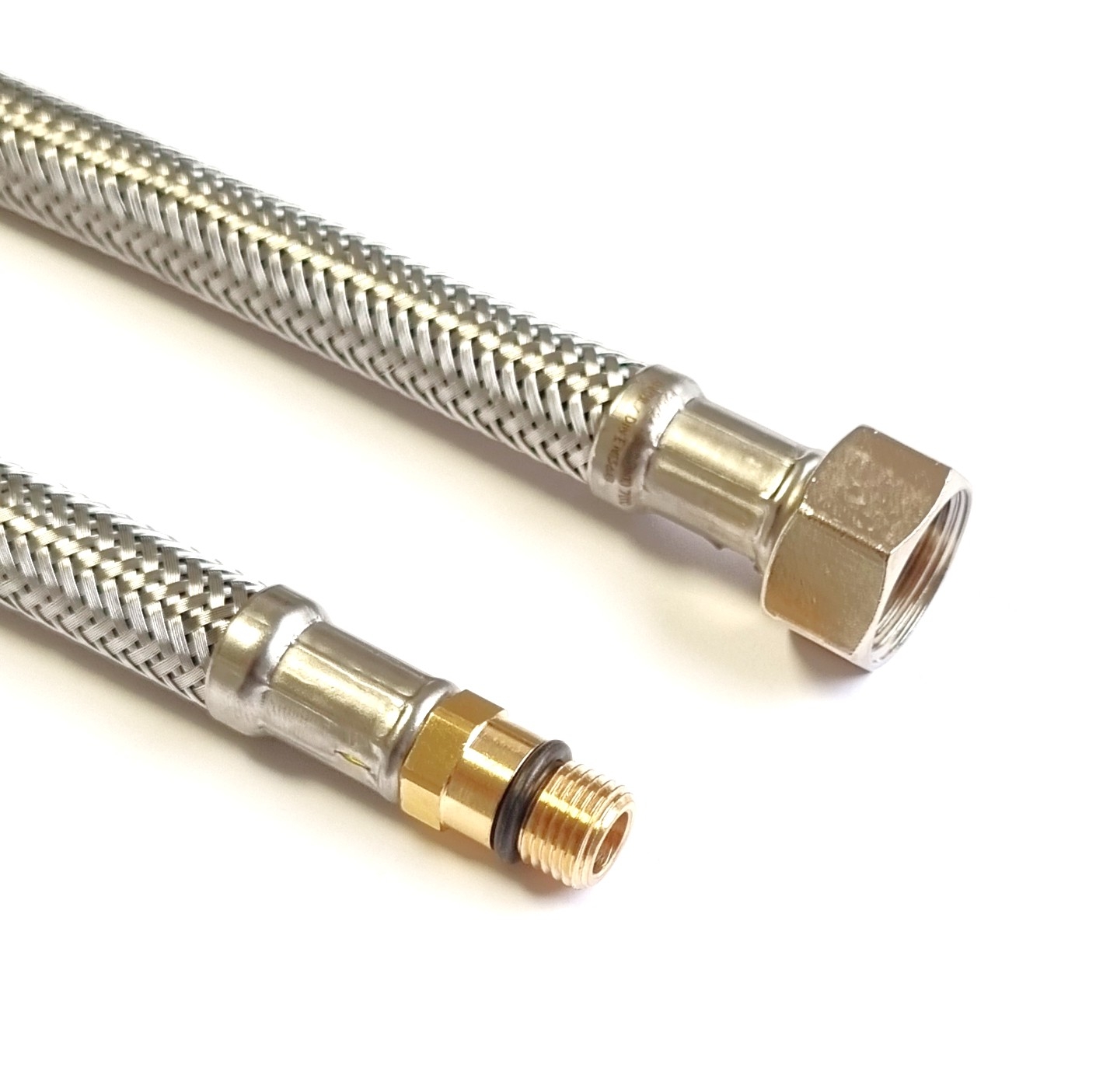 DN08 Armaturenschlauch 3/8"ÜM x M10 x 1 kurz für Trinkwasser, VA Geflecht, PN10, -15 bis 70°C