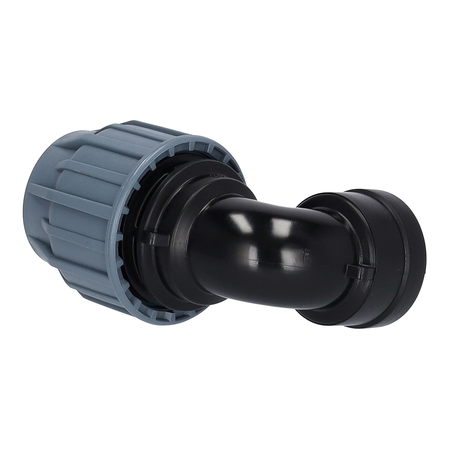 32er PP Klemmfitting Bogen / 90° Winkel mit 1" Innengewinde für PE Rohr – Bild 2
