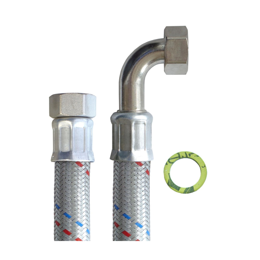 Flexschlauch 3/4"ÜM x 3/4"ÜM Bogen, DN19, Inliner EPDM, Geflecht verzinkt, PN10, -20 bis 90°C, 50cm – Bild 4