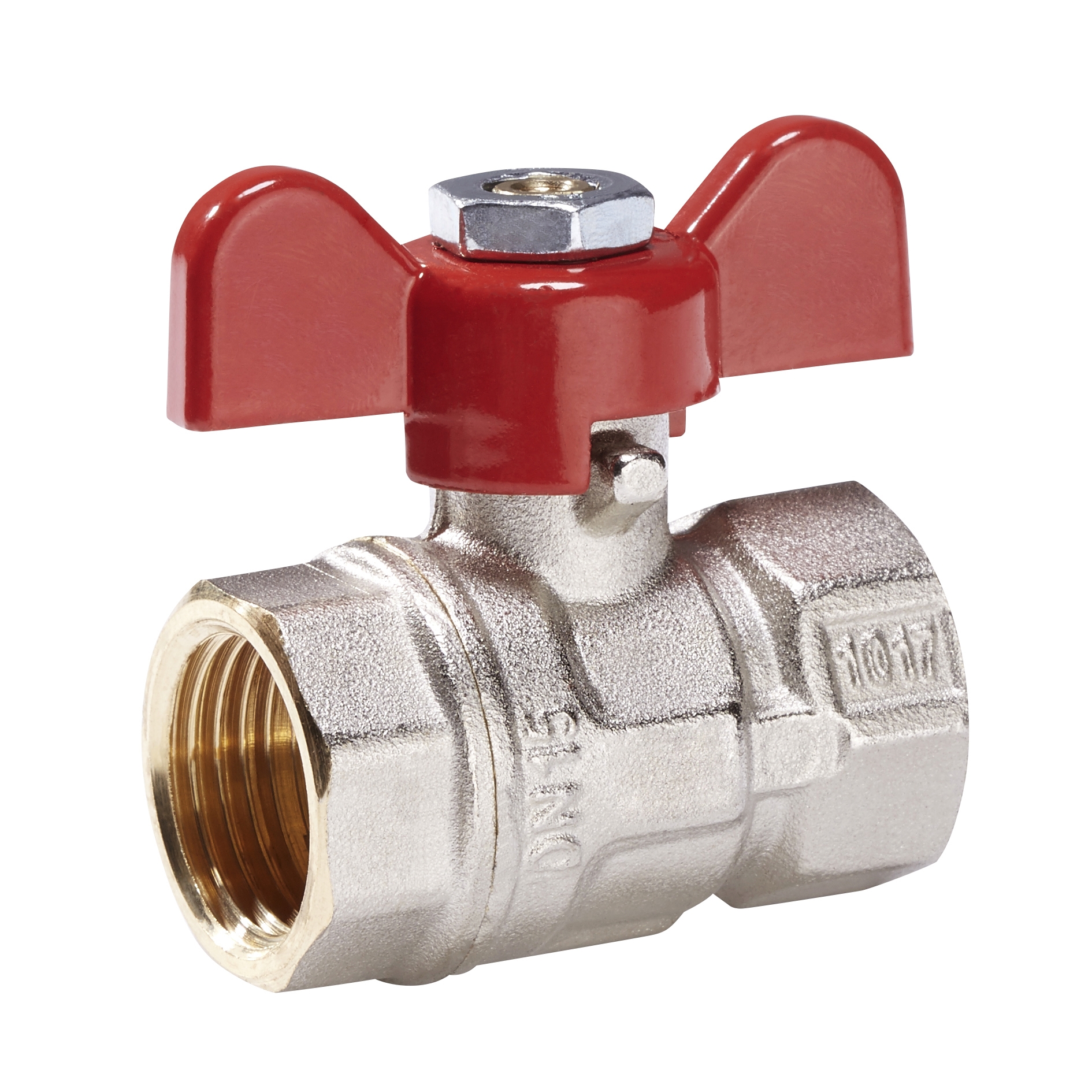 Kugelhahn, Absperrventil 3/4" Messing Anschluss mit Innengewinde und Flügelgriff