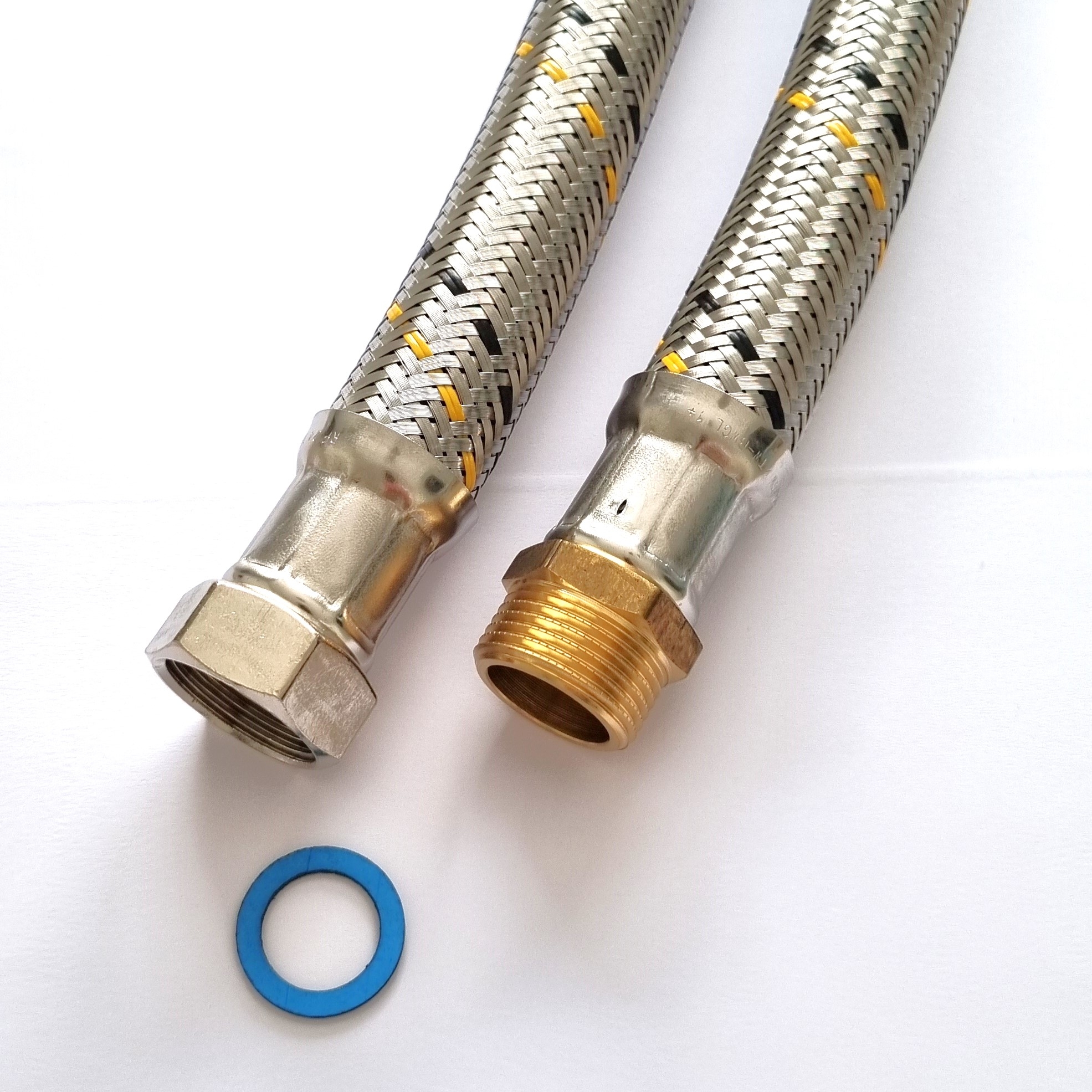 Saug-/Druckschlauch DN25, Geflecht VA, Seele HDPE, 1"ÜM x 1"AG, PN10, -15 - 80°C