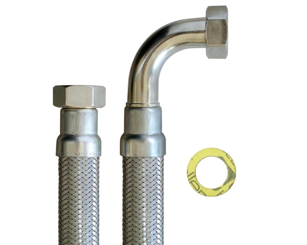 Flexschlauch 1 Zoll ÜM x 1 Zoll ÜM mit Bogen, hoch flexibler Panzerschlauch mit Trinkwasserzulassung – Bild 4