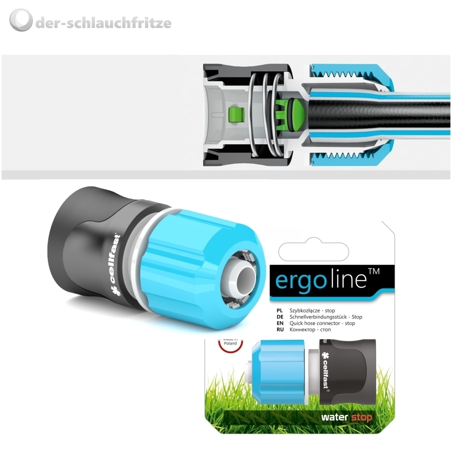 1/2" Gartenschlauch Schnellverbinder mit Wasserstopfunktion – Bild 2