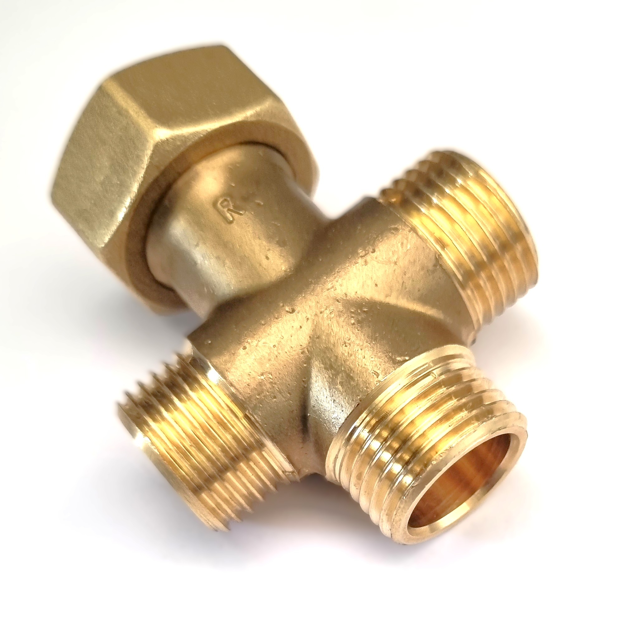 3-fach Wasserverteiler mit 3/4"ÜM inkl. Dichtung und 3 x 1/2" Abgänge mit AG