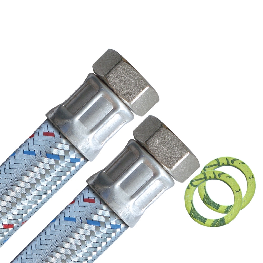 Flexschlauch 1"ÜM x 1"ÜM, DN25, Inliner EPDM, Geflecht verzinkt, PN10, -20 bis 90°C, 30cm – Bild 2